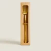 Cutlery*ZARA Home Box 4 Forks With Hammered Handle Golden