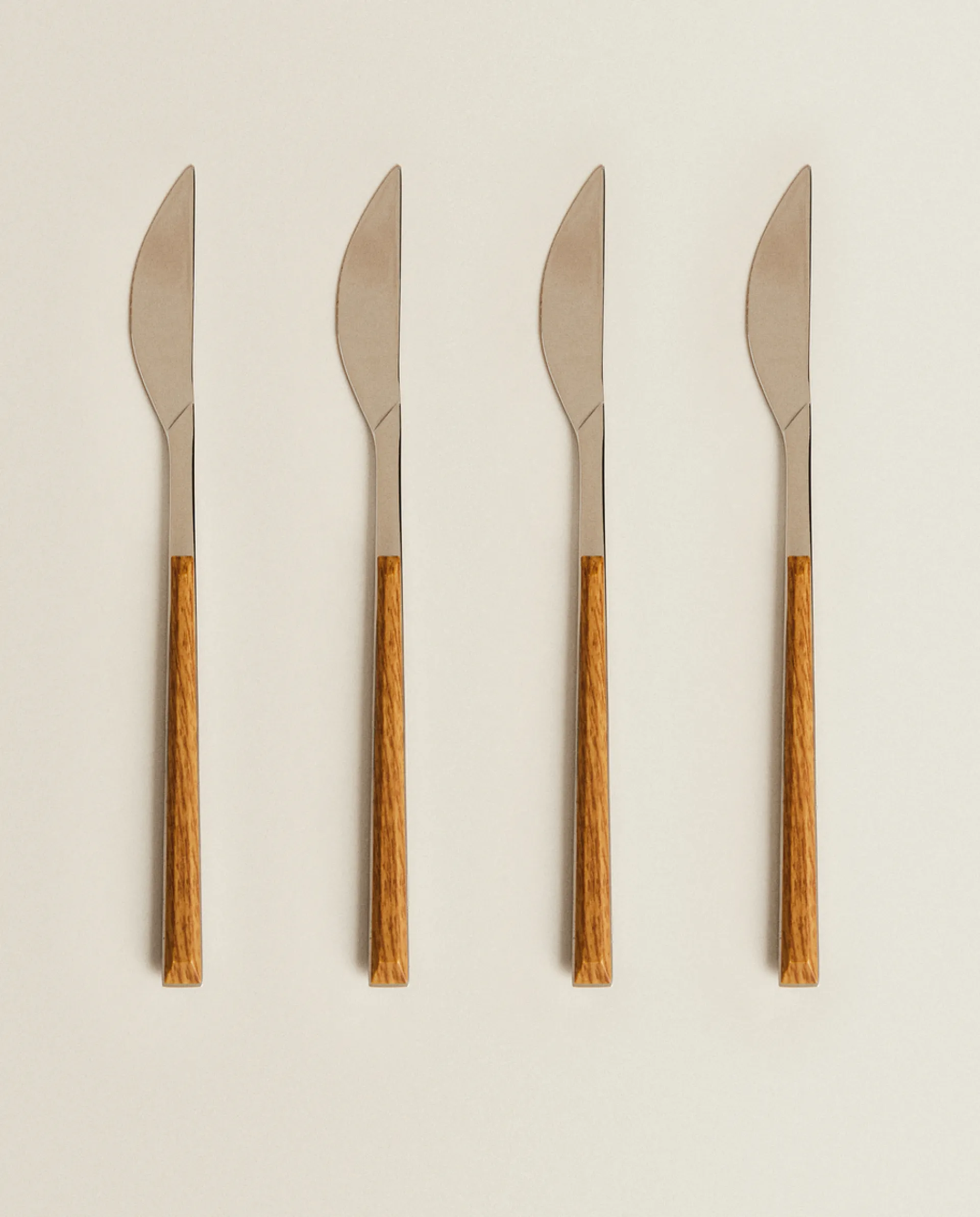 Cutlery*ZARA Home Box 4 Knives With Wood Pattern Handle Brown