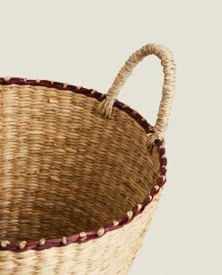 Baskets*ZARA Home Braided Basket With Handles Natural Colour