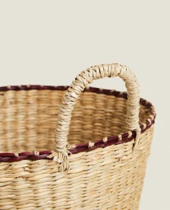 Baskets*ZARA Home Braided Basket With Handles Natural Colour