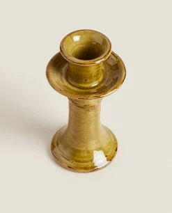 Candlesticks And Tealight Holders*ZARA Home Ceramic Candlestick Green