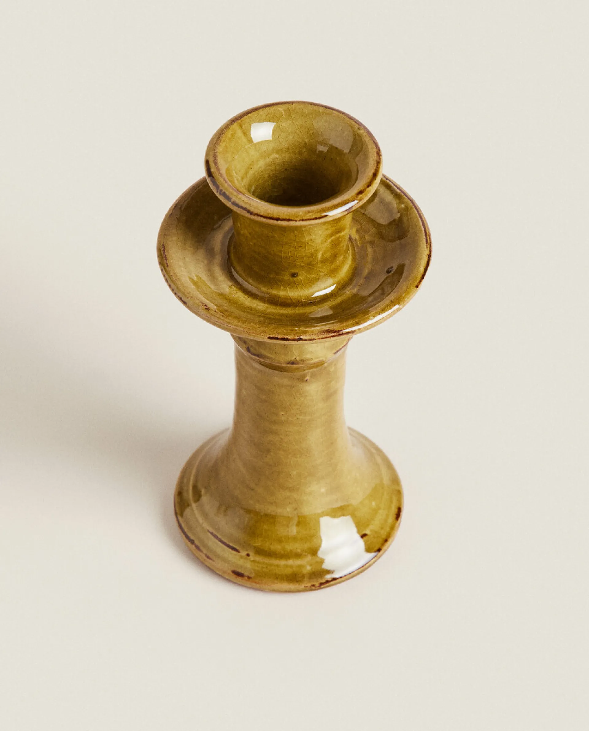 Candlesticks And Tealight Holders*ZARA Home Ceramic Candlestick Green