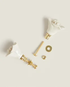 Door Knobs*ZARA Home Ceramic Flower Door Knob (Pack Of 2) Beige