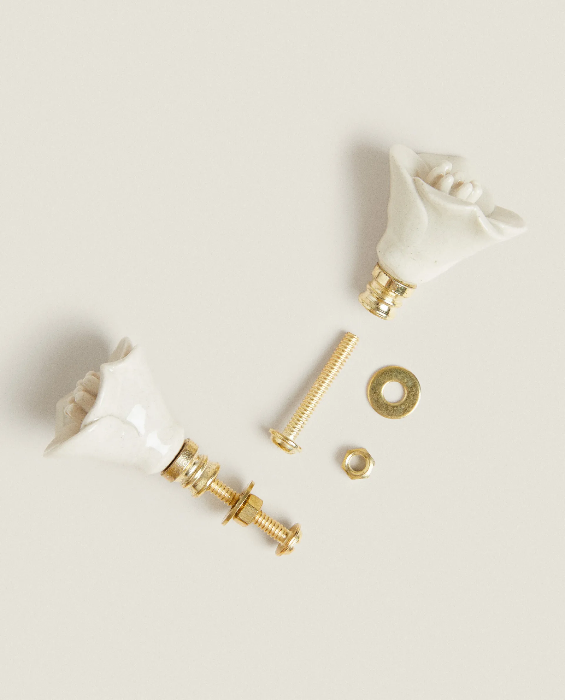 Door Knobs*ZARA Home Ceramic Flower Door Knob (Pack Of 2) Beige