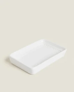Soap Dishes*ZARA Home Ceramic Soap Dispenser With A Raised Design White