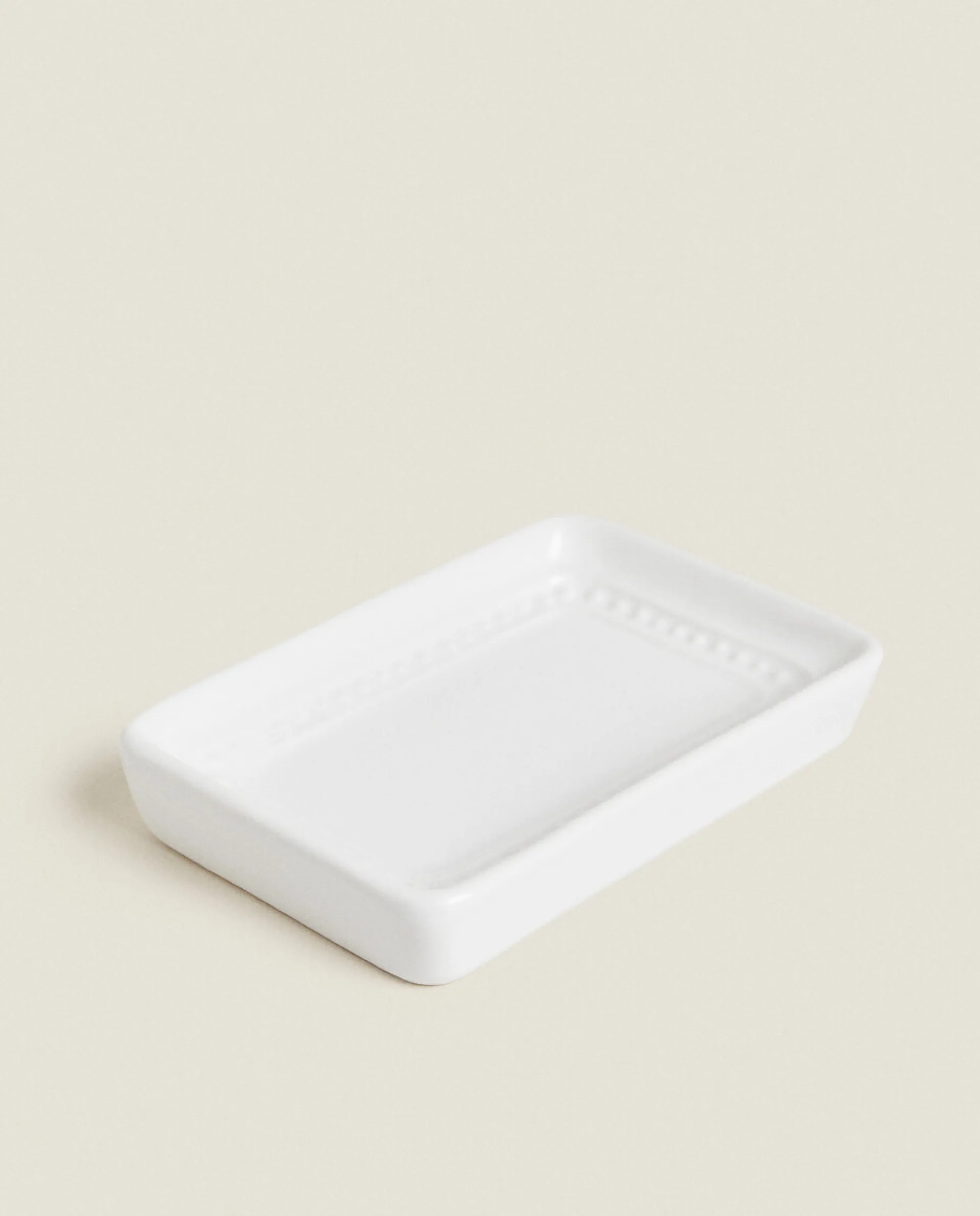 Soap Dishes*ZARA Home Ceramic Soap Dispenser With A Raised Design White