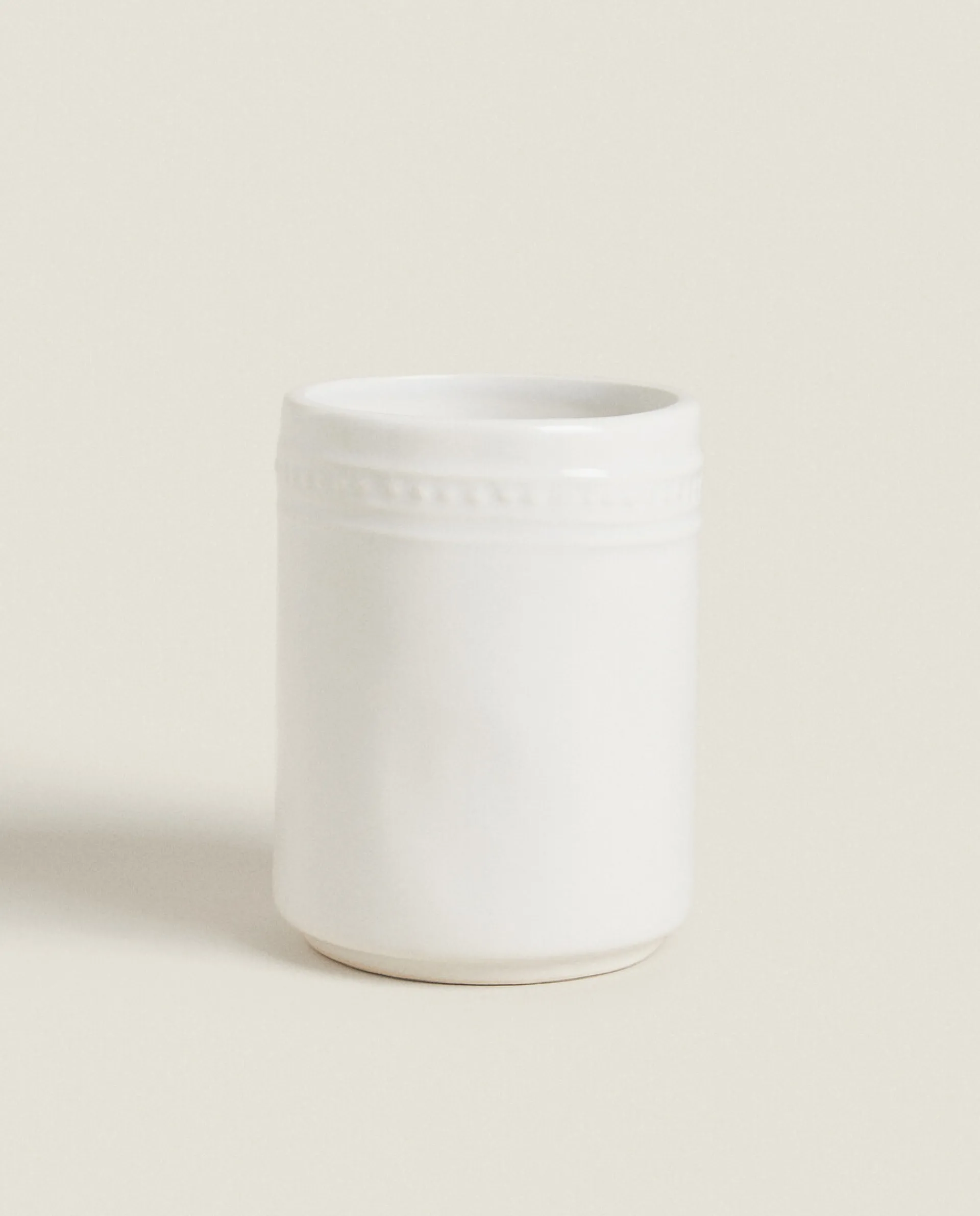 Glasses*ZARA Home Ceramic Tumbler With A Raised Design White