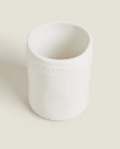 Glasses*ZARA Home Ceramic Tumbler With A Raised Design White