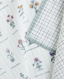 Garden*ZARA Home Check And Floral Print Cotton Tea Towel (Pack Of 2) Blue