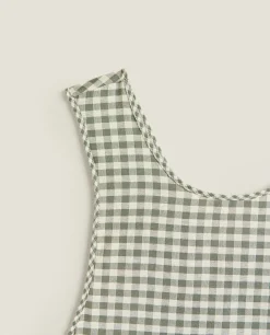 Kitchen Towels, Aprons And Bags*ZARA Home Check Apron With Ruffles Beige