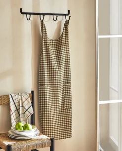 Kitchen Towels, Aprons And Bags*ZARA Home Check Apron With Ruffles Beige