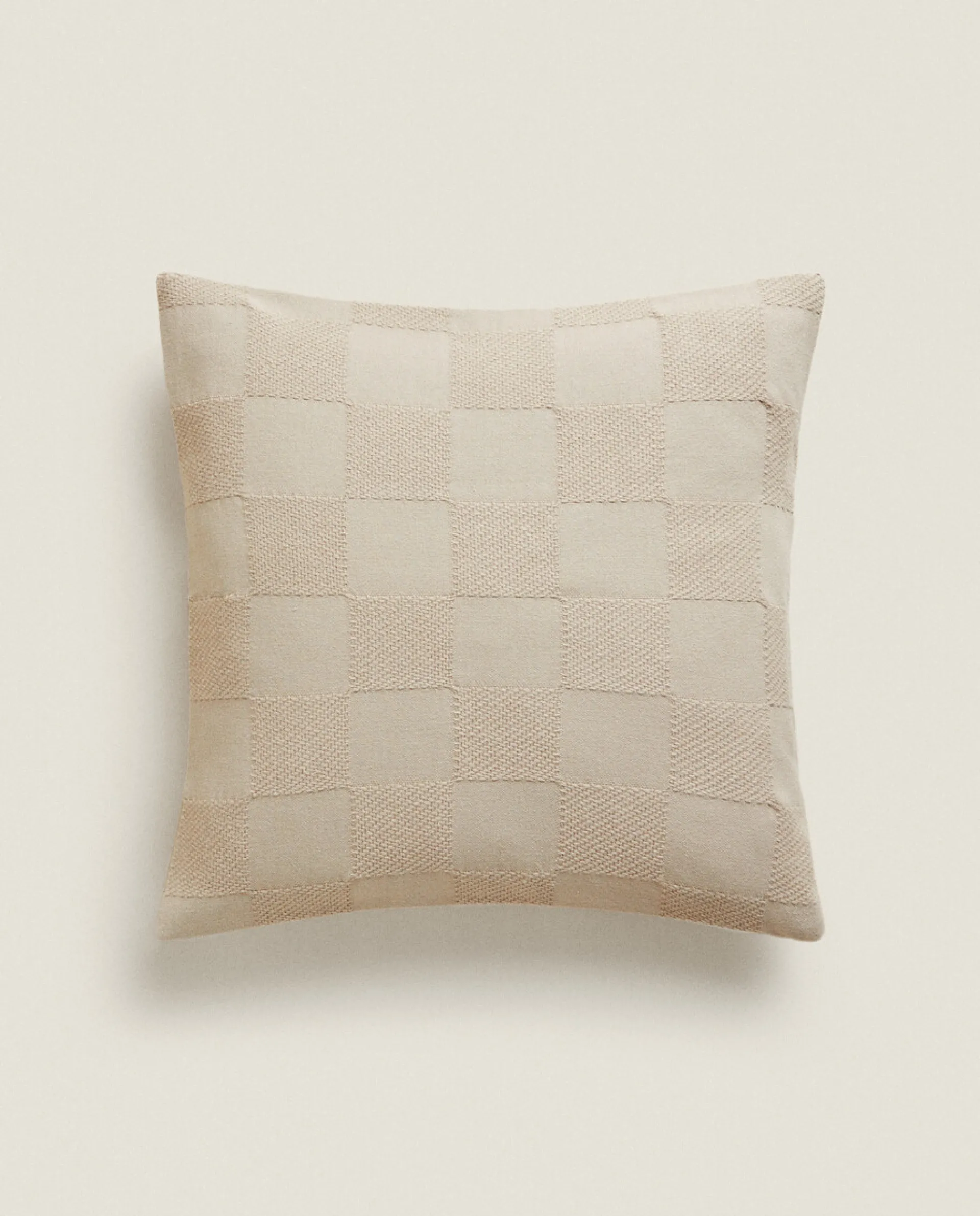 Crib Bedding*ZARA Home Check Cotton Throw Pillow Cover Taupe