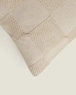Crib Bedding*ZARA Home Check Cotton Throw Pillow Cover Taupe
