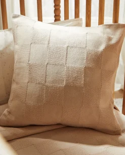 Crib Bedding*ZARA Home Check Cotton Throw Pillow Cover Taupe