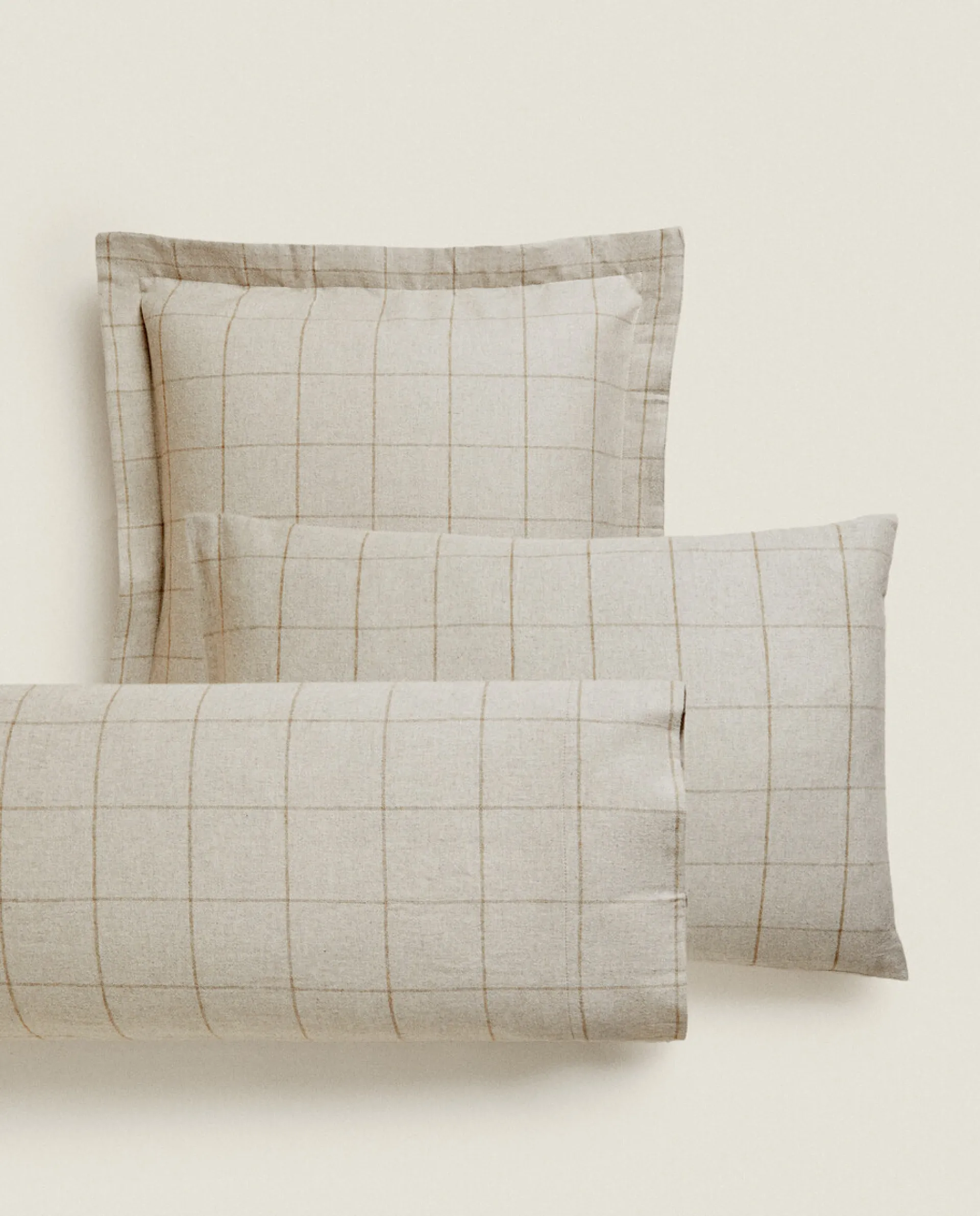 Pillowcases*ZARA Home Check Flannel Pillowcase Sand