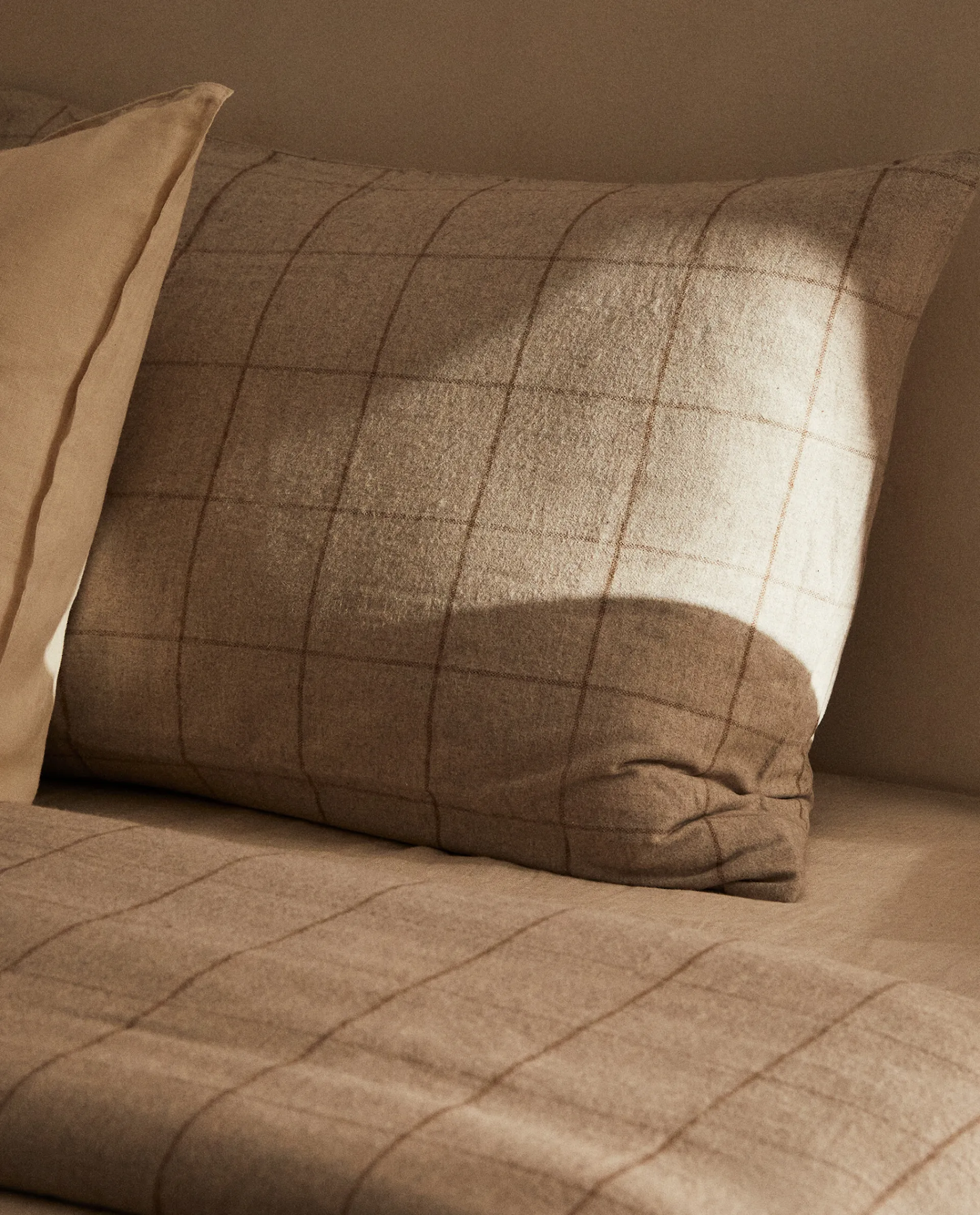 Pillowcases*ZARA Home Check Flannel Pillowcase Sand