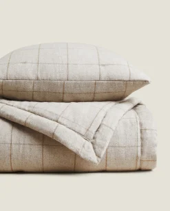 Quilts*ZARA Home Check Flannel Quilt Sand