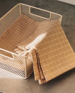 Kitchen Towels, Aprons And Bags*ZARA Home Check Kitchen Towel (Pack Of 2) Natural Colour