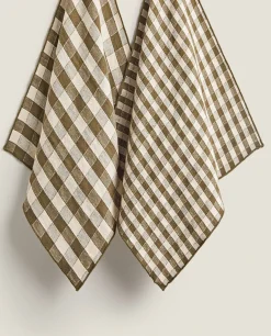Kitchen Towels, Aprons And Bags*ZARA Home Check Kitchen Towel (Pack Of 2) 4-961