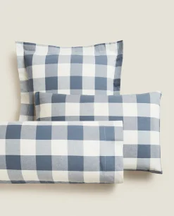 Pillowcases*ZARA Home Check Pillowcase Blue