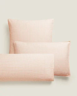 Pillowcases*ZARA Home Check Pillowcase Pink