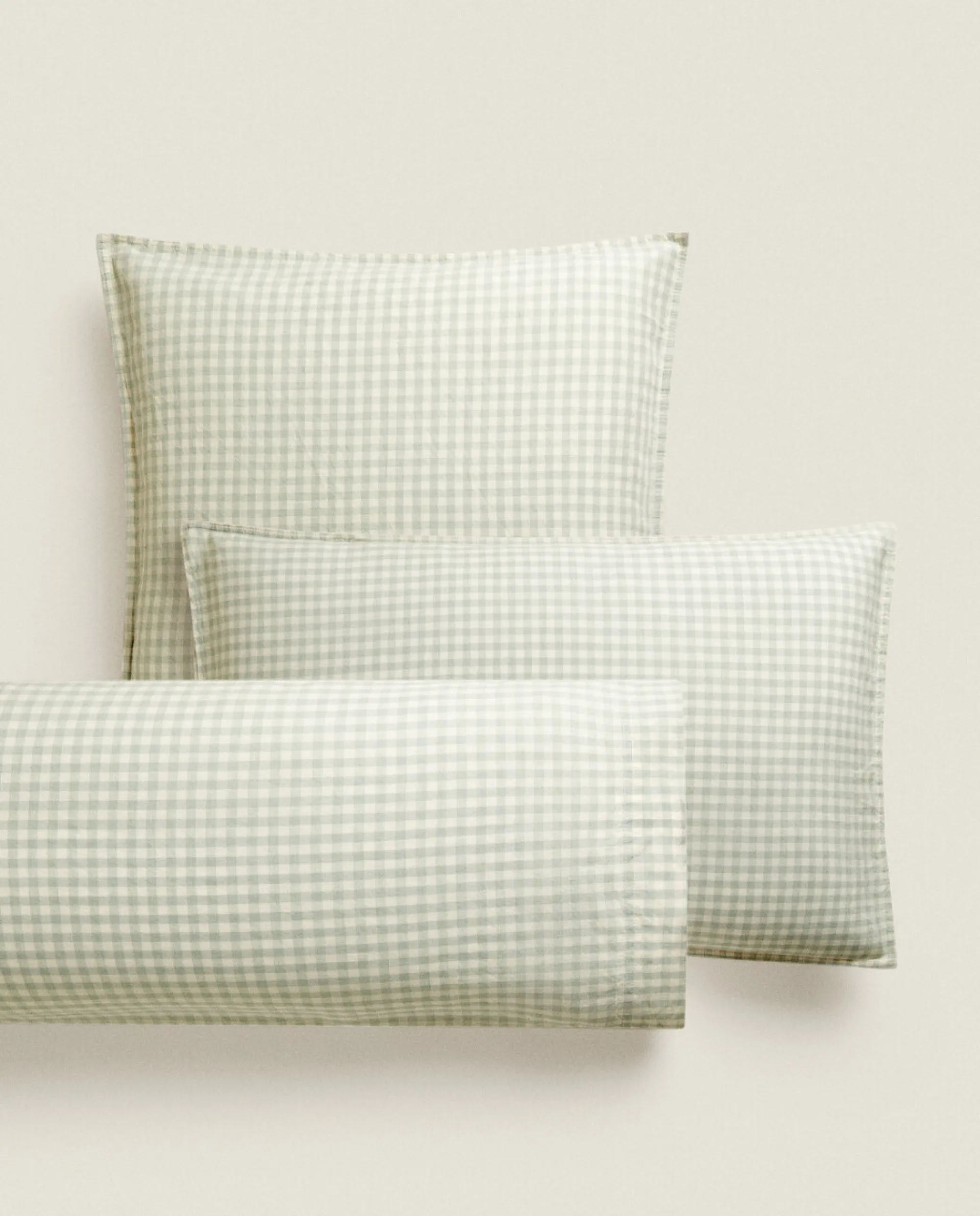 Pillowcases*ZARA Home Check Pillowcase Green
