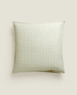Pillowcases*ZARA Home Check Pillowcase Green