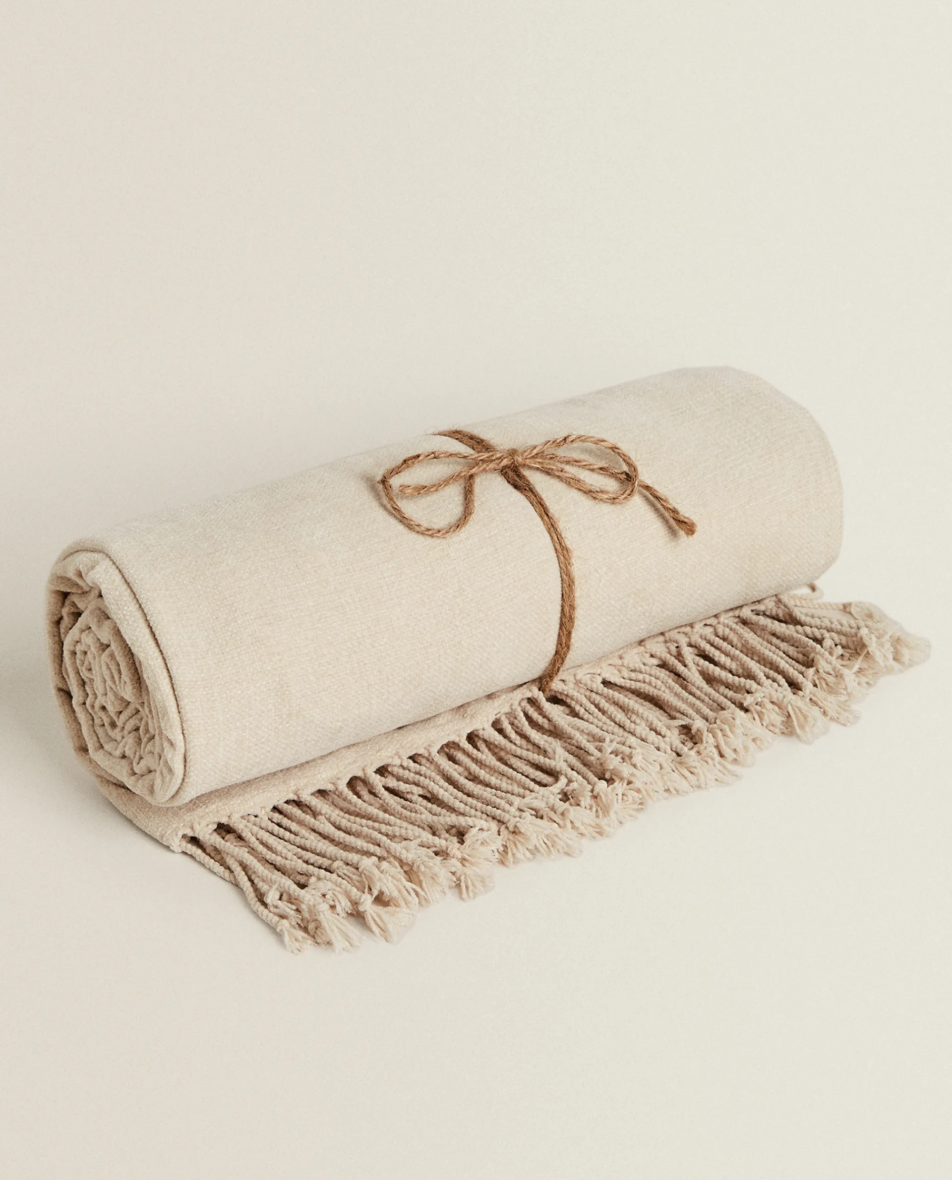 Blankets*ZARA Home Chenille Blanket Natural Colour