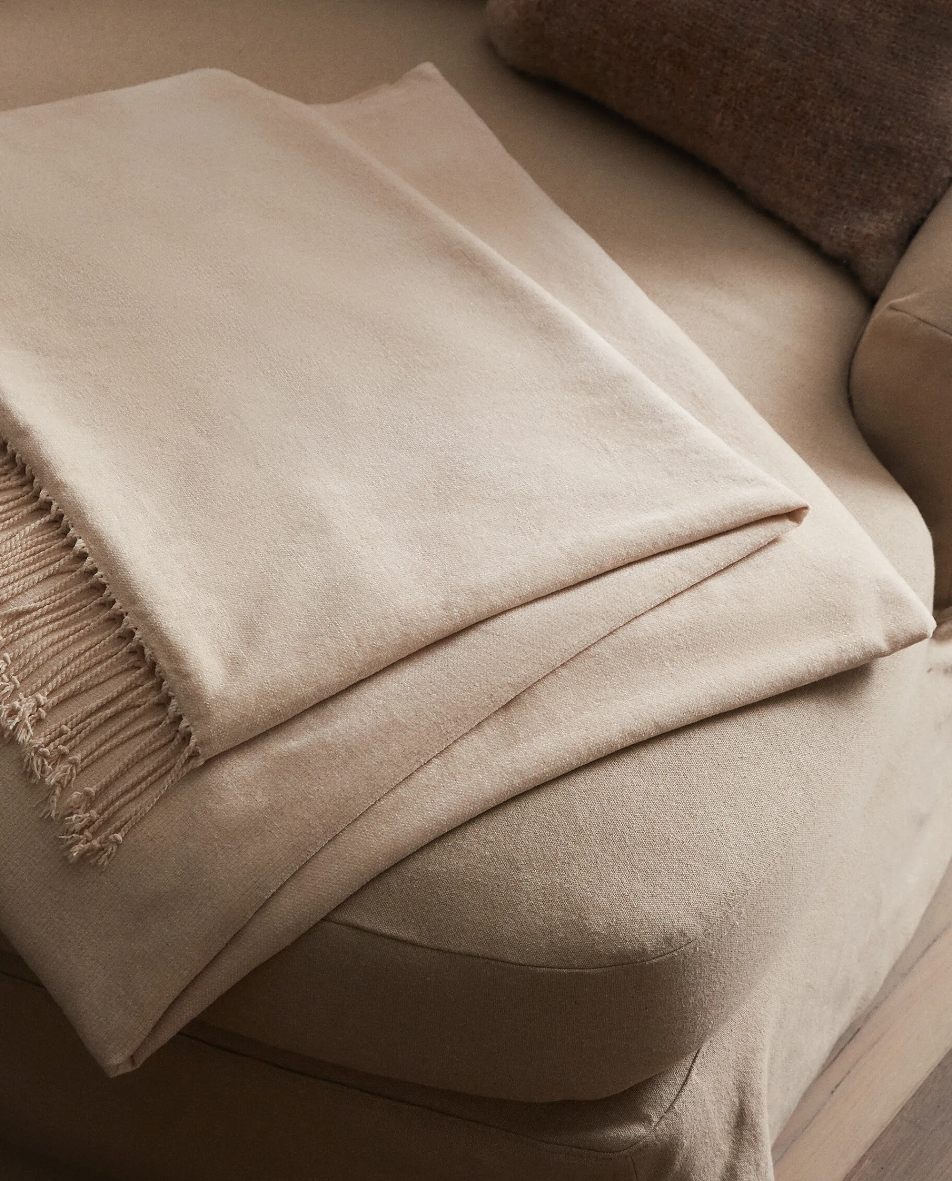 Blankets*ZARA Home Chenille Blanket Natural Colour