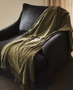 Blankets*ZARA Home Chenille Blanket Moss Green