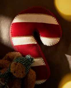 Kids*ZARA Home Children'S Candy Cane Christmas Pillow Multicolored