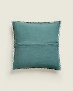 Kids*ZARA Home Children'S Checked Christmas Throw Pillow Cover Green