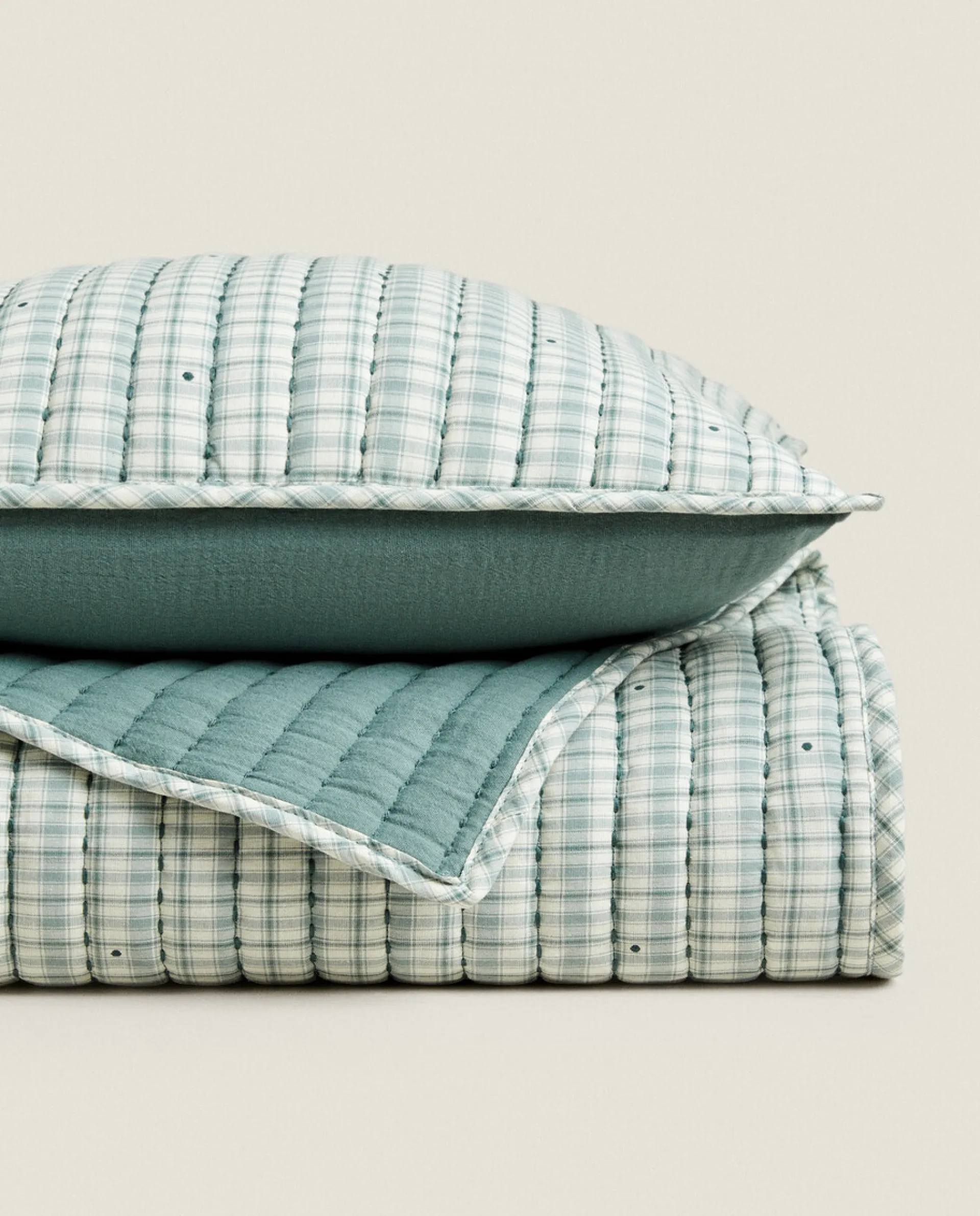 Kids*ZARA Home Children'S Checked Christmas Quilt Green