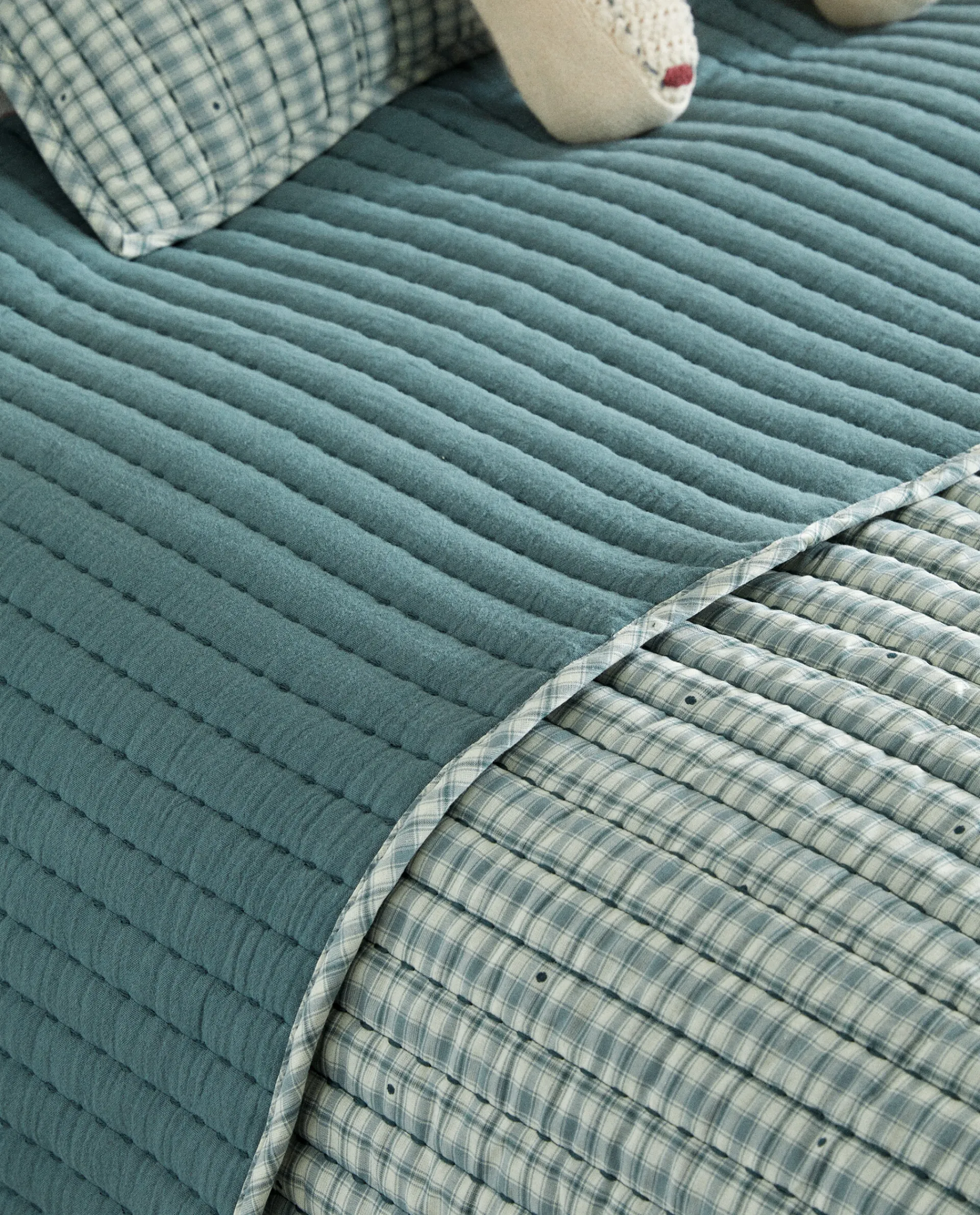 Kids*ZARA Home Children'S Checked Christmas Quilt Green