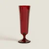 Dining*ZARA Home Christmas Faceted Glass Flute Red