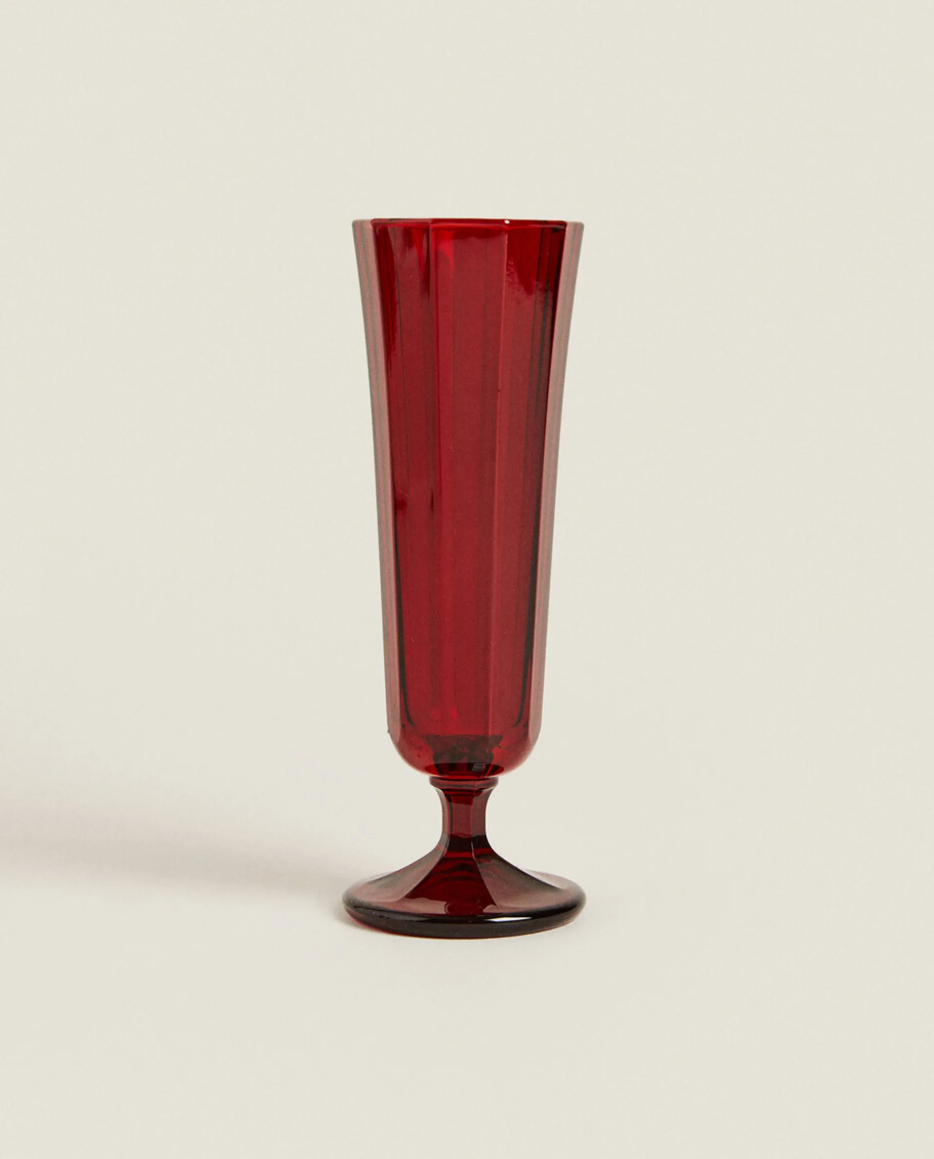 Dining*ZARA Home Christmas Faceted Glass Flute Red