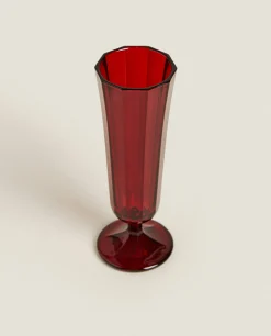 Dining*ZARA Home Christmas Faceted Glass Flute Red
