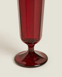 Dining*ZARA Home Christmas Faceted Glass Flute Red