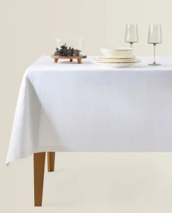 Dining*ZARA Home Christmas Glittery Floral Jacquard Tablecloth Golden