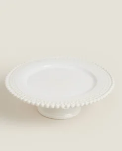 Dining*ZARA Home Christmas Snowflake Stoneware Cake Dish White