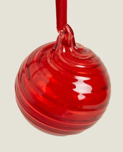 Decoration*ZARA Home Christmas Spiral Glass Bauble Decoration Red