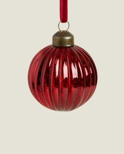 Decoration*ZARA Home Christmas Spiral Glass Bauble Decoration Red