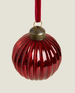 Decoration*ZARA Home Christmas Spiral Glass Bauble Decoration Red