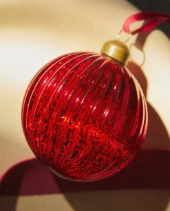 Decoration*ZARA Home Christmas Spiral Glass Bauble Decoration Red