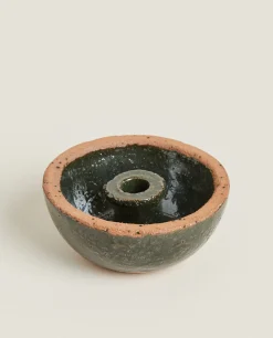 Candlesticks And Tealight Holders*ZARA Home Clay Candlestick Green