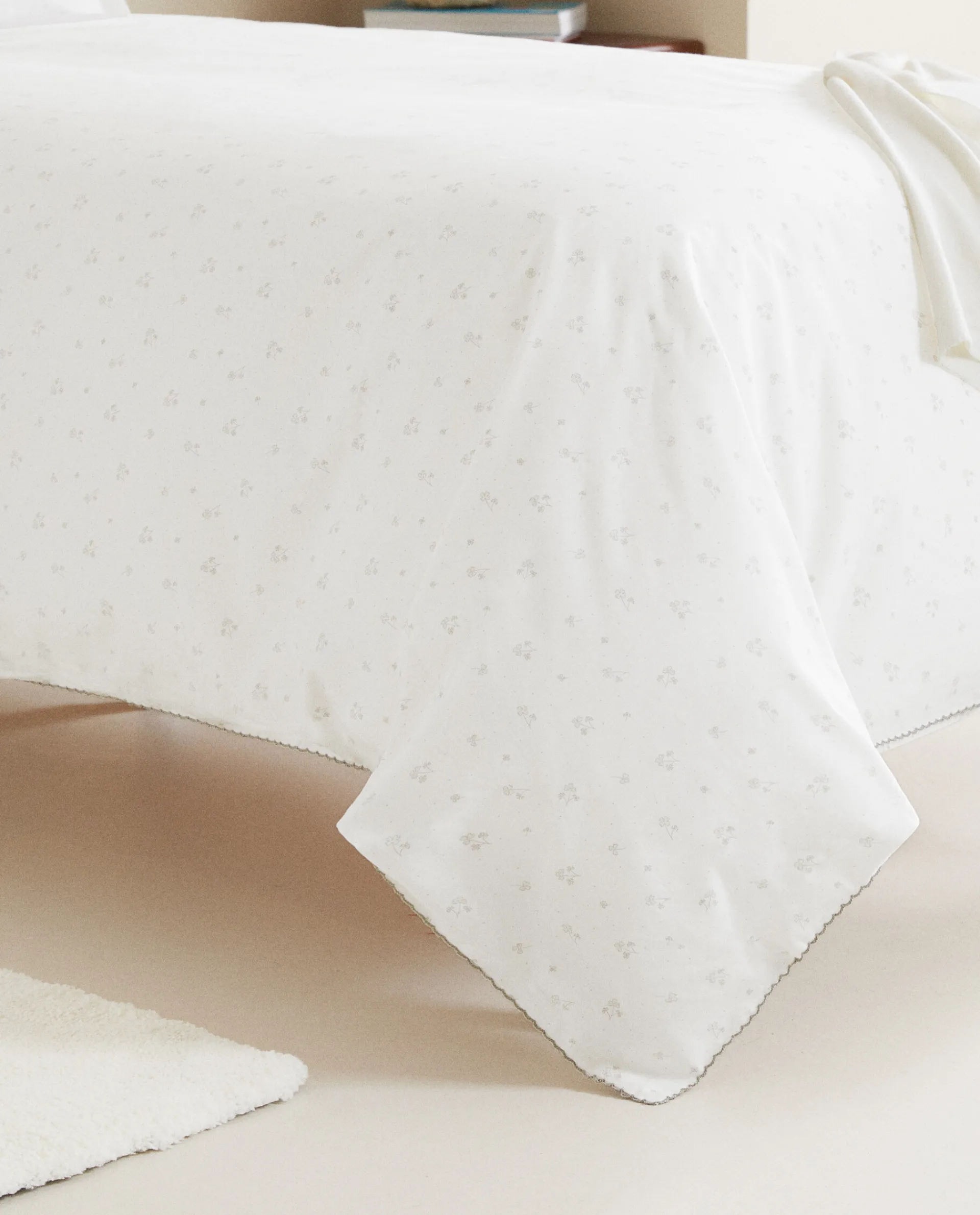 Crib Bedding*ZARA Home Clover Cotton Duvet Cover Oyster White