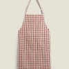 Kitchen Towels, Aprons And Bags*ZARA Home Colored Check Apron Burgundy