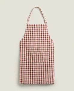 Kitchen Towels, Aprons And Bags*ZARA Home Colored Check Apron Burgundy