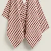 Kitchen Towels, Aprons And Bags*ZARA Home Colored Check Kitchen Towels (Pack Of 2) Burgundy