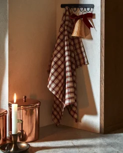 Kitchen Towels, Aprons And Bags*ZARA Home Colored Check Kitchen Towels (Pack Of 2) Burgundy